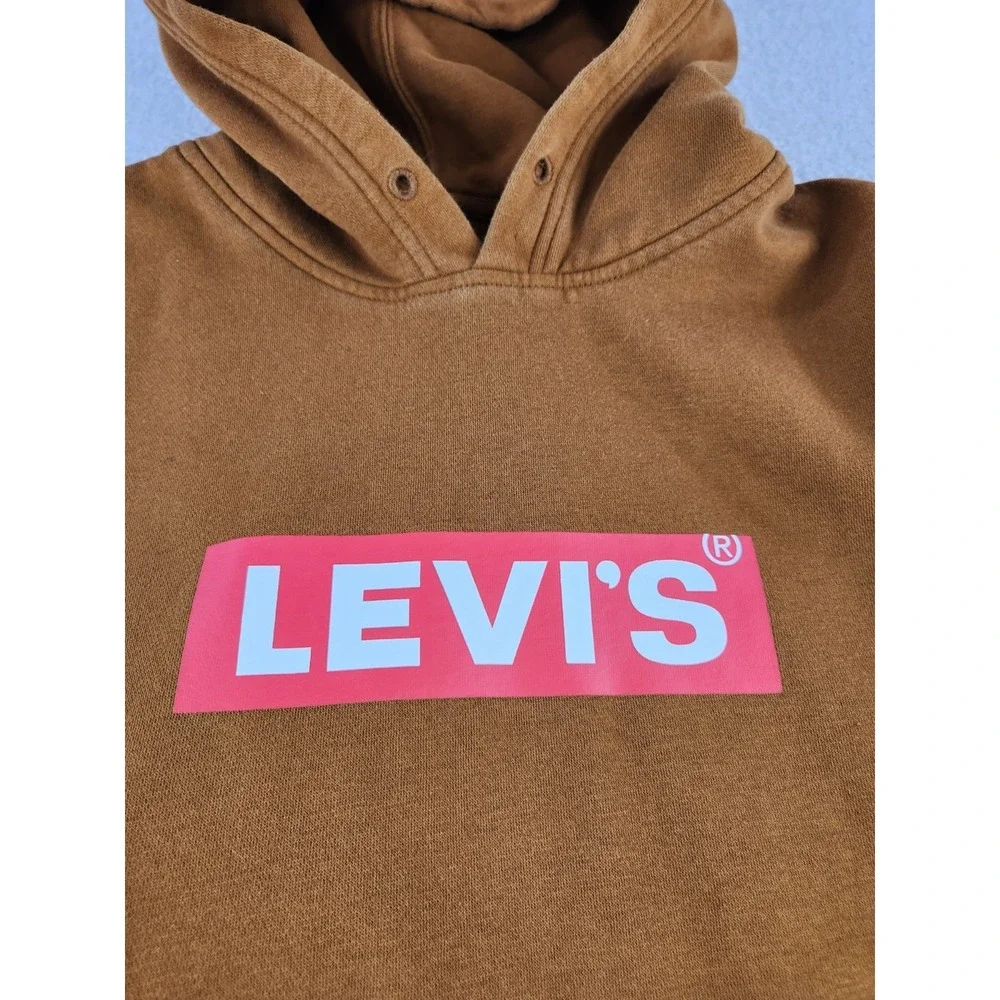 Levi's Graphic Logo Hoodie Relaxed Fit Dk Camel Color‎ Pullover Sweatshirt Large